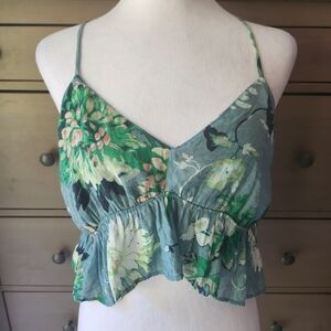 H&M Green and Gray Floral Camisole